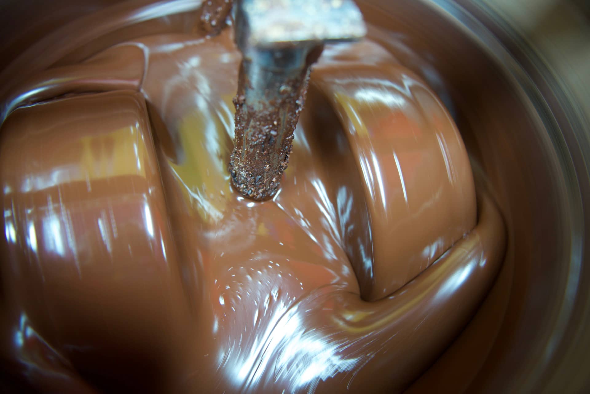 Melted chocolate being stirred